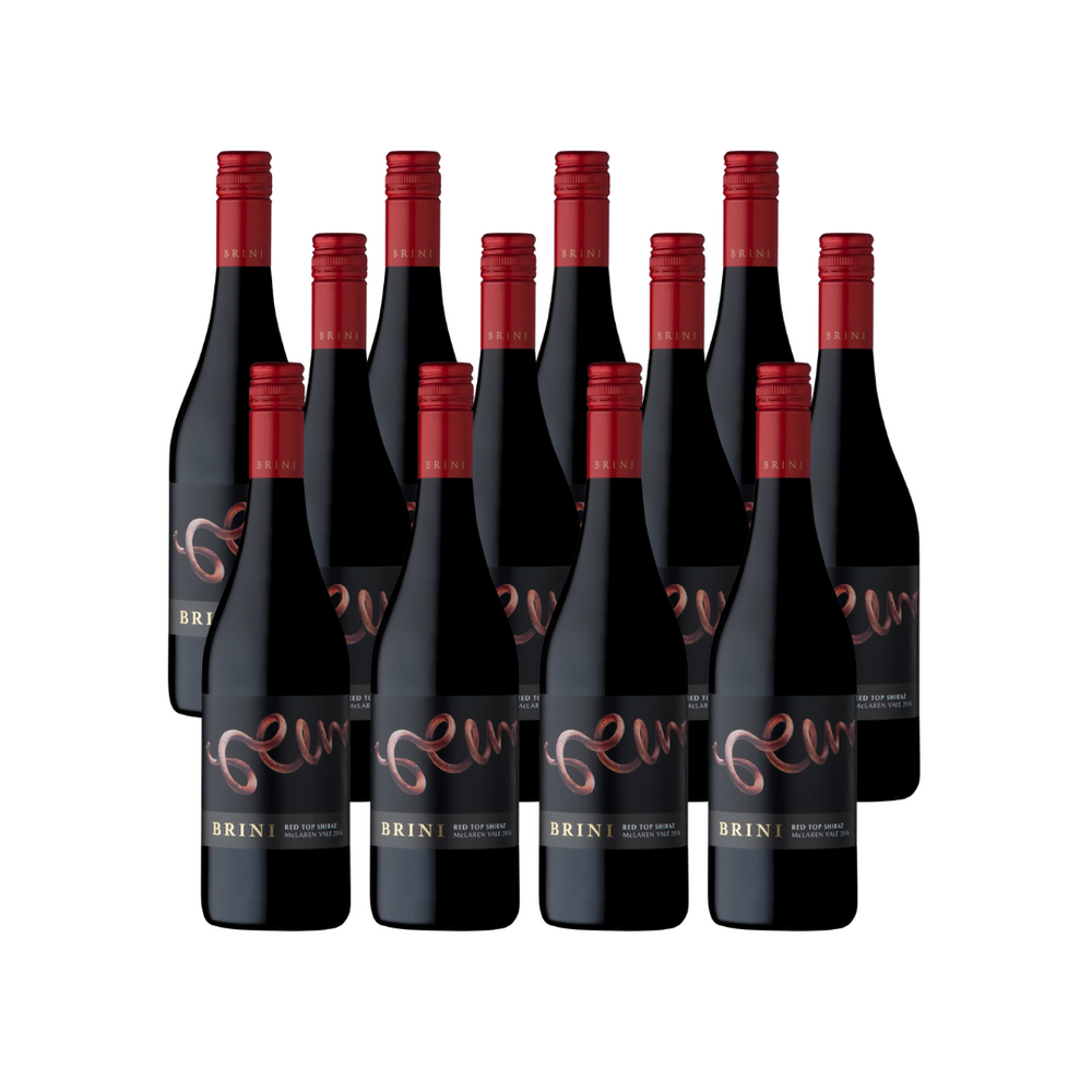 bottles of 2016 Brini Estate 'Red Top' Shiraz
